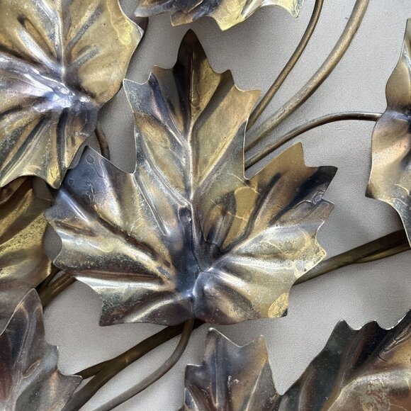 VTG Brass Maple Leaf Wall Art MCM Home Decor Gift Metal Hanging Sculpture - Picture 3 of 4